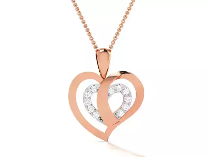 Diamond Charms Heart Pendant 3dm render Detail