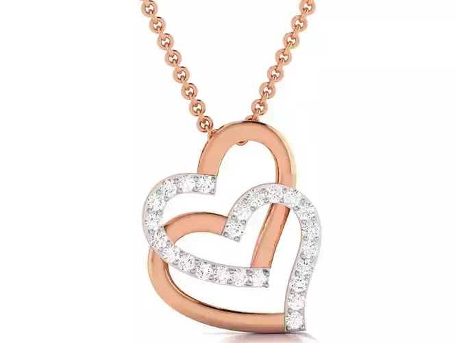 Heart Diamond Charms Pendant 3dm render Detail