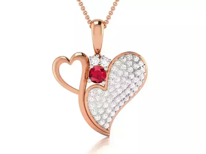 Heart Diamond Charms Pendant 3dm render Detail