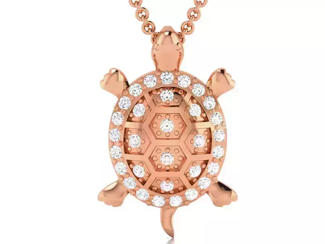 Tortois Diamond Charms Pendant 3dm render Detail