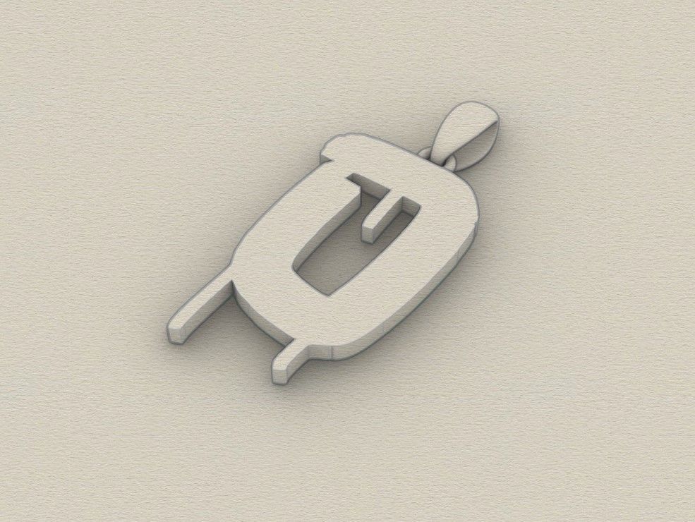 Model 1018 O Russelot Initial Letter Alphabet Pendant 3D print model_8