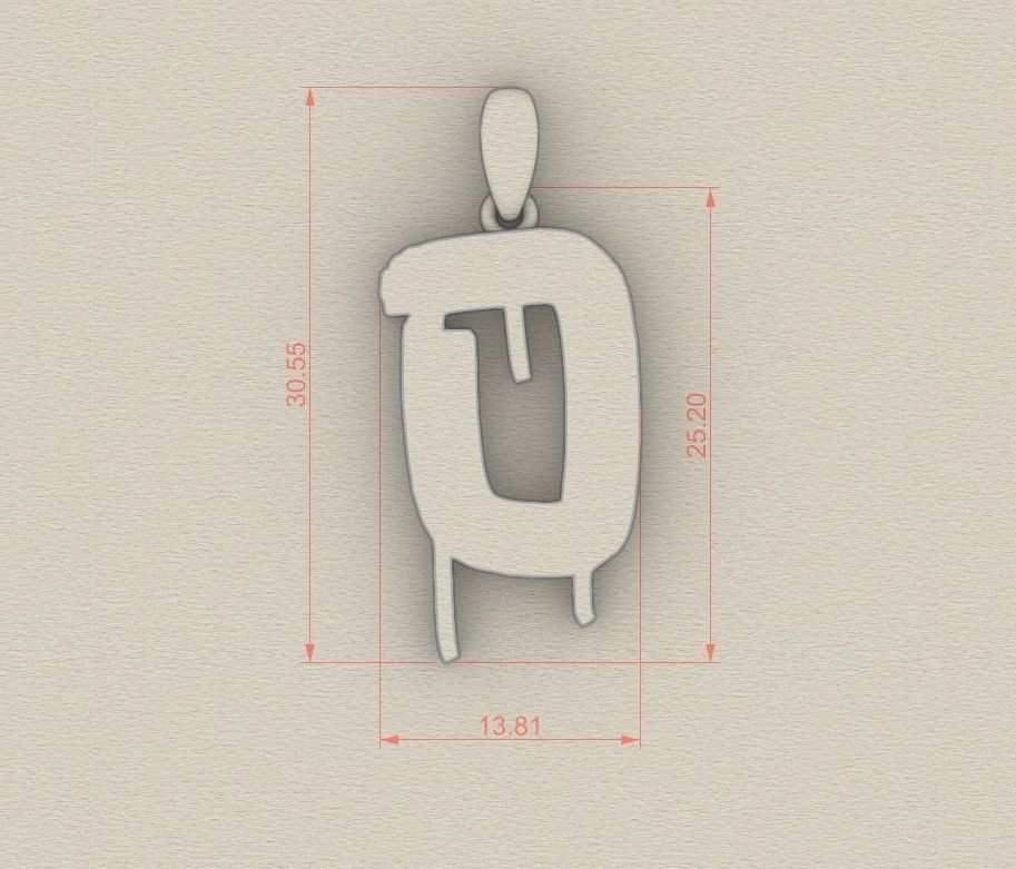 Model 1018 O Russelot Initial Letter Alphabet Pendant 3D print model_5