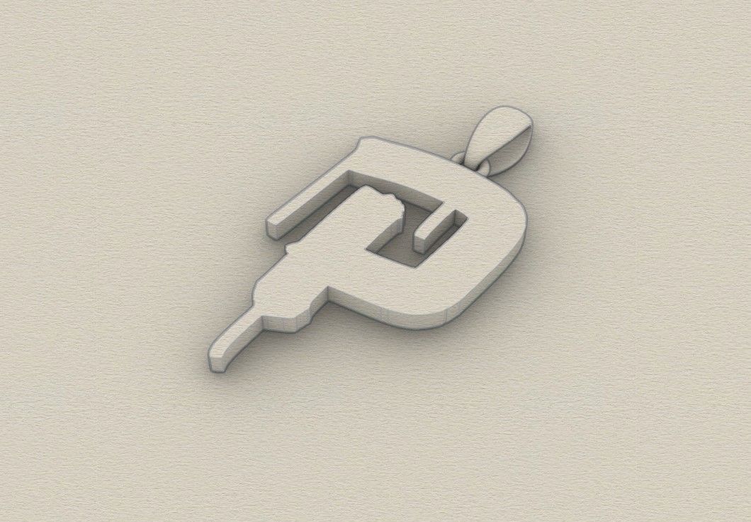 Model 1019 P Russelot Initial Letter Alphabet Pendant 3D print model_8