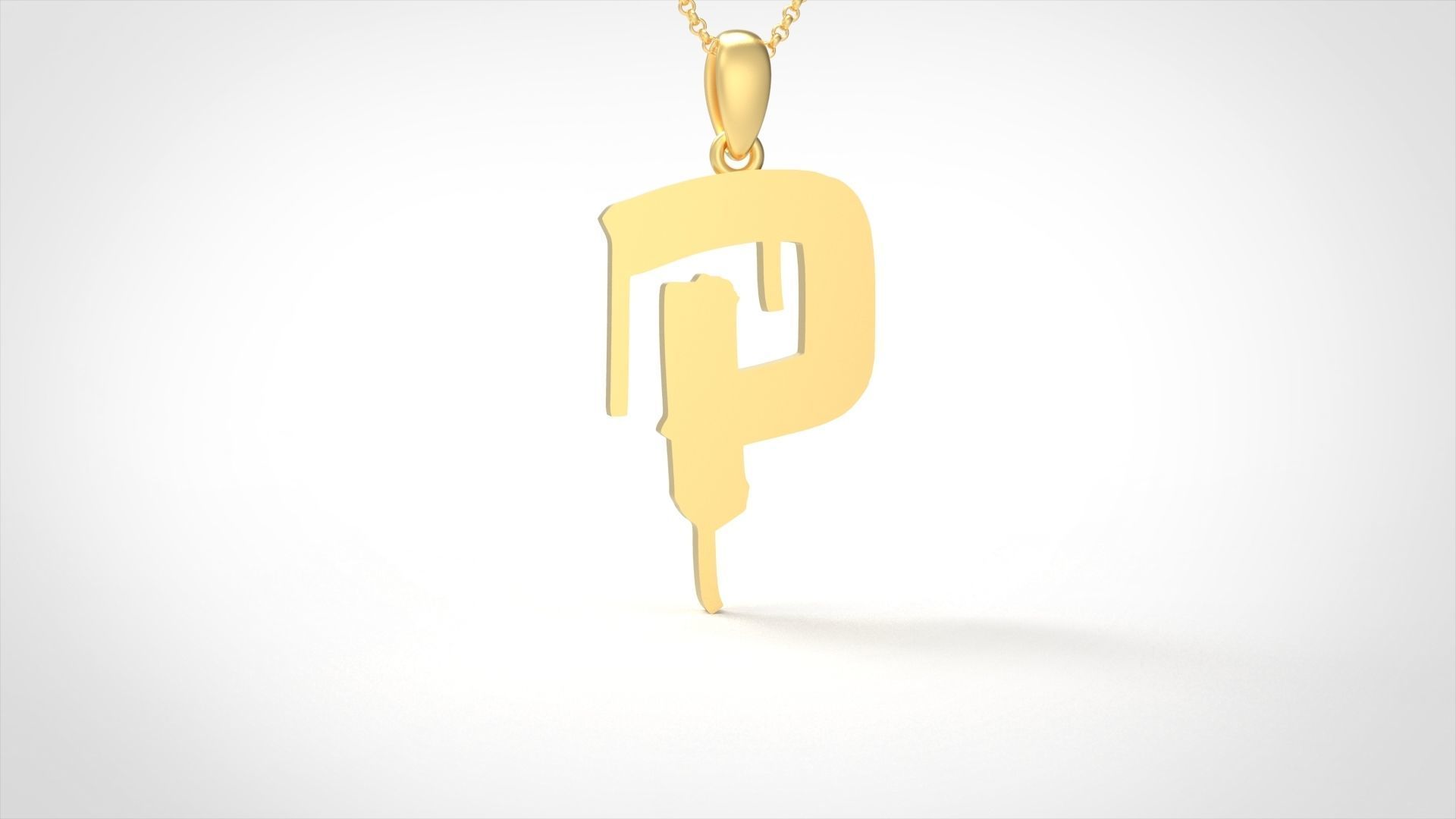 Model 1019 P Russelot Initial Letter Alphabet Pendant 3D print model_3