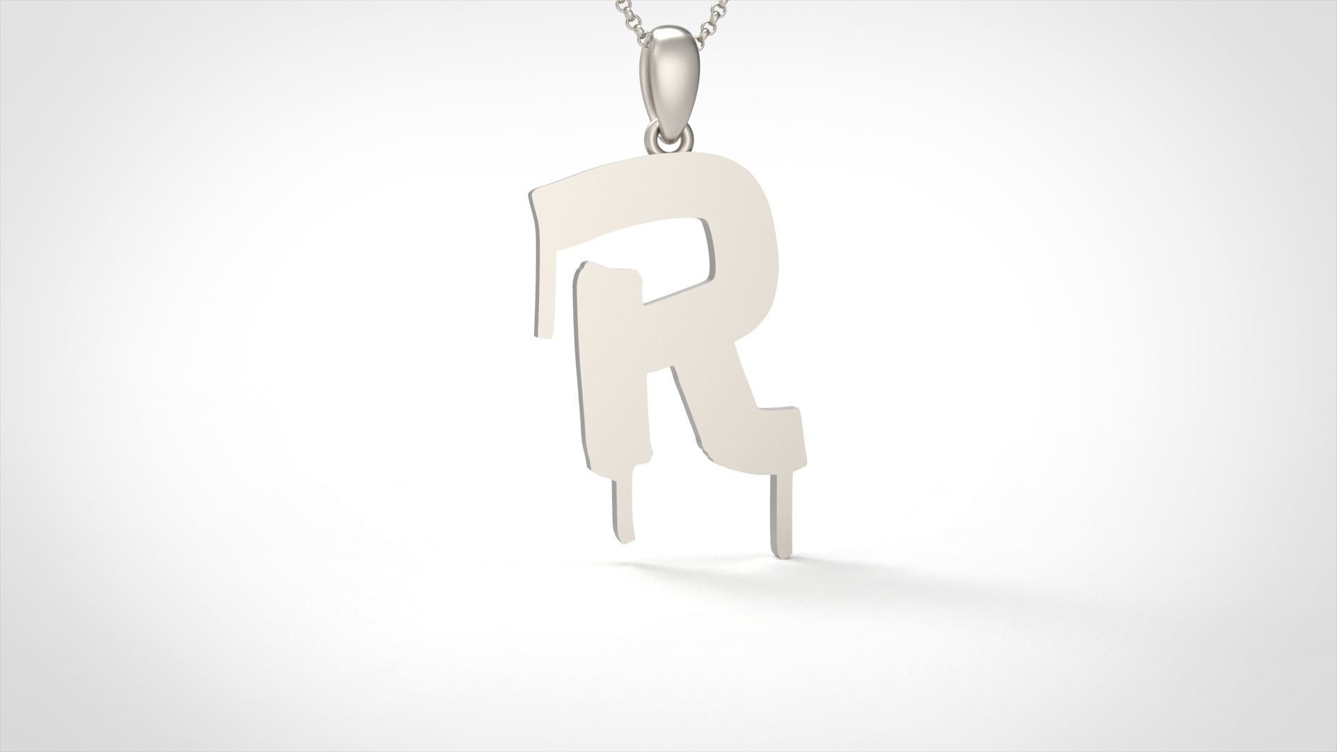 Model 1020 R Russelot Initial Letter Alphabet Pendant 3D print model_3