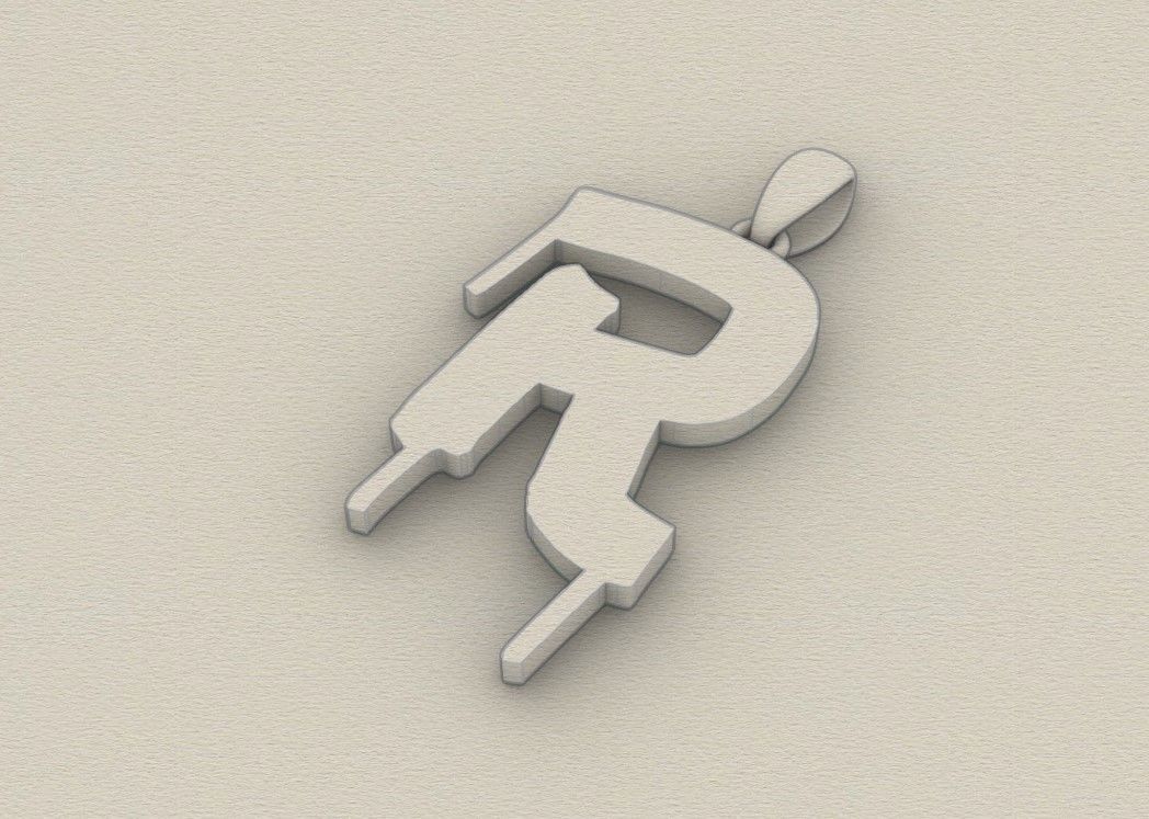 Model 1020 R Russelot Initial Letter Alphabet Pendant 3D print model_8