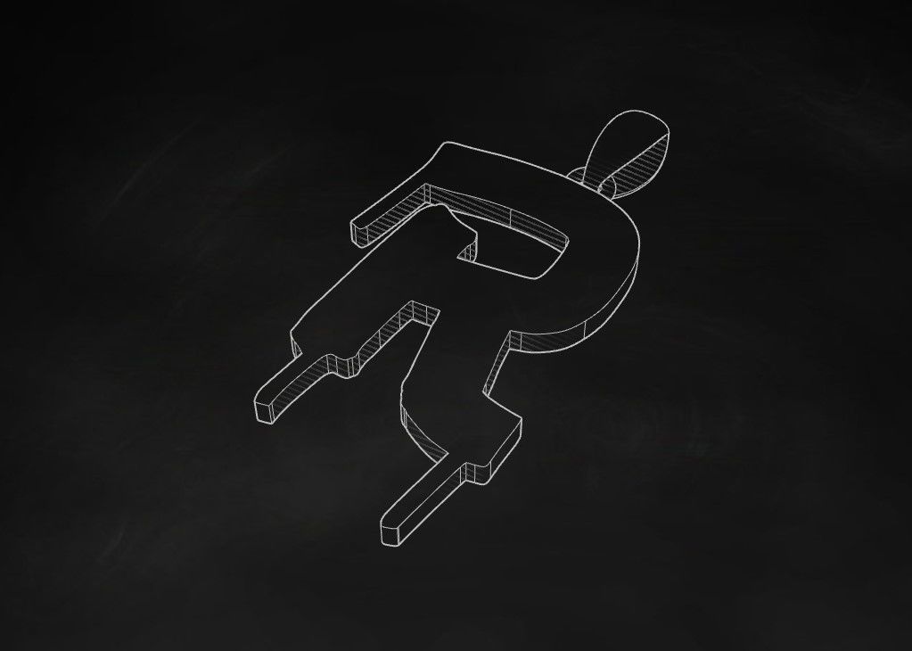 Model 1020 R Russelot Initial Letter Alphabet Pendant 3D print model_9