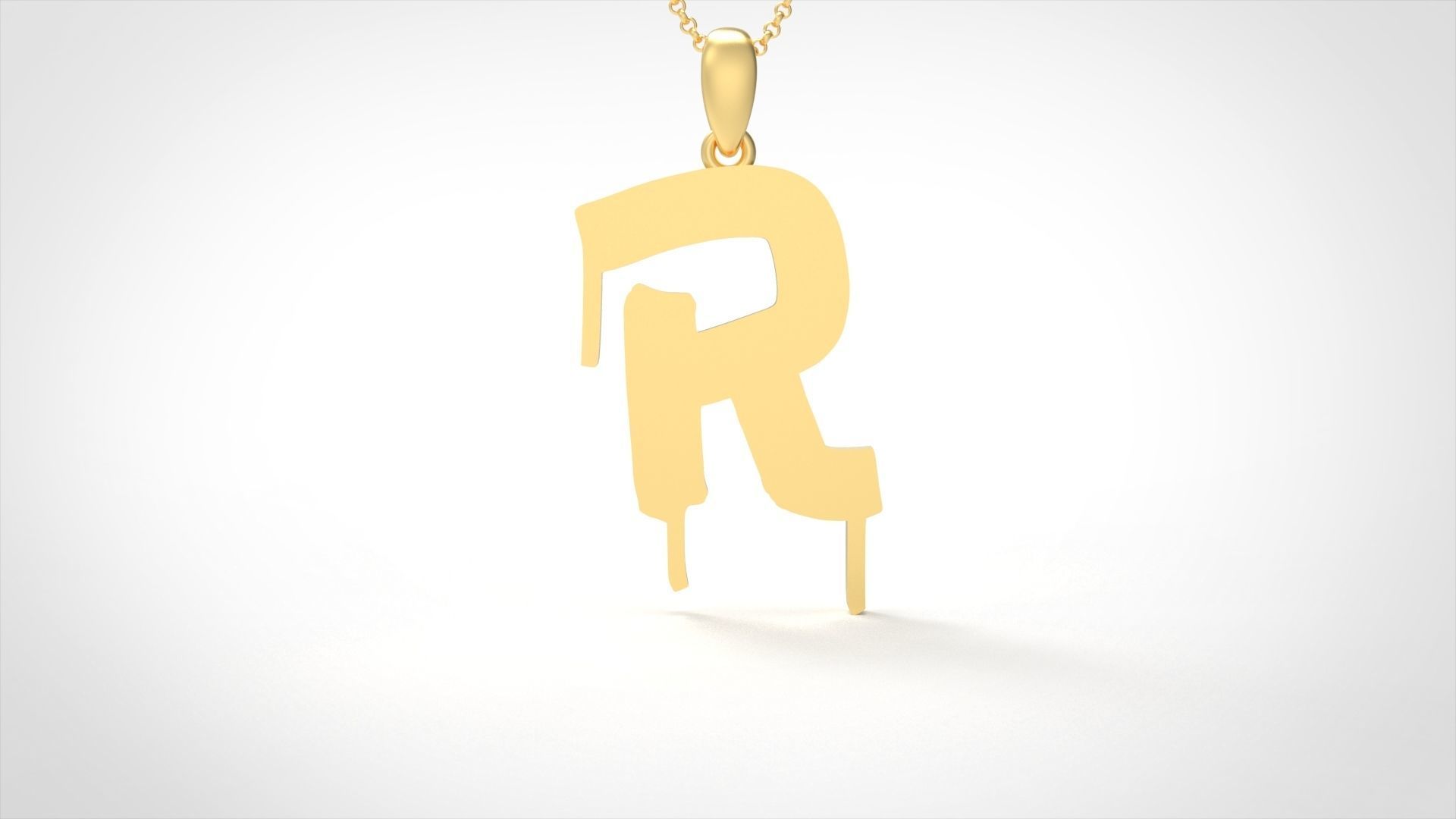 Model 1020 R Russelot Initial Letter Alphabet Pendant 3D print model_4