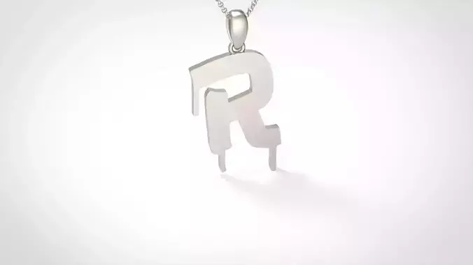 Model 1020 R Russelot Initial Letter Alphabet Pendant 3D print model