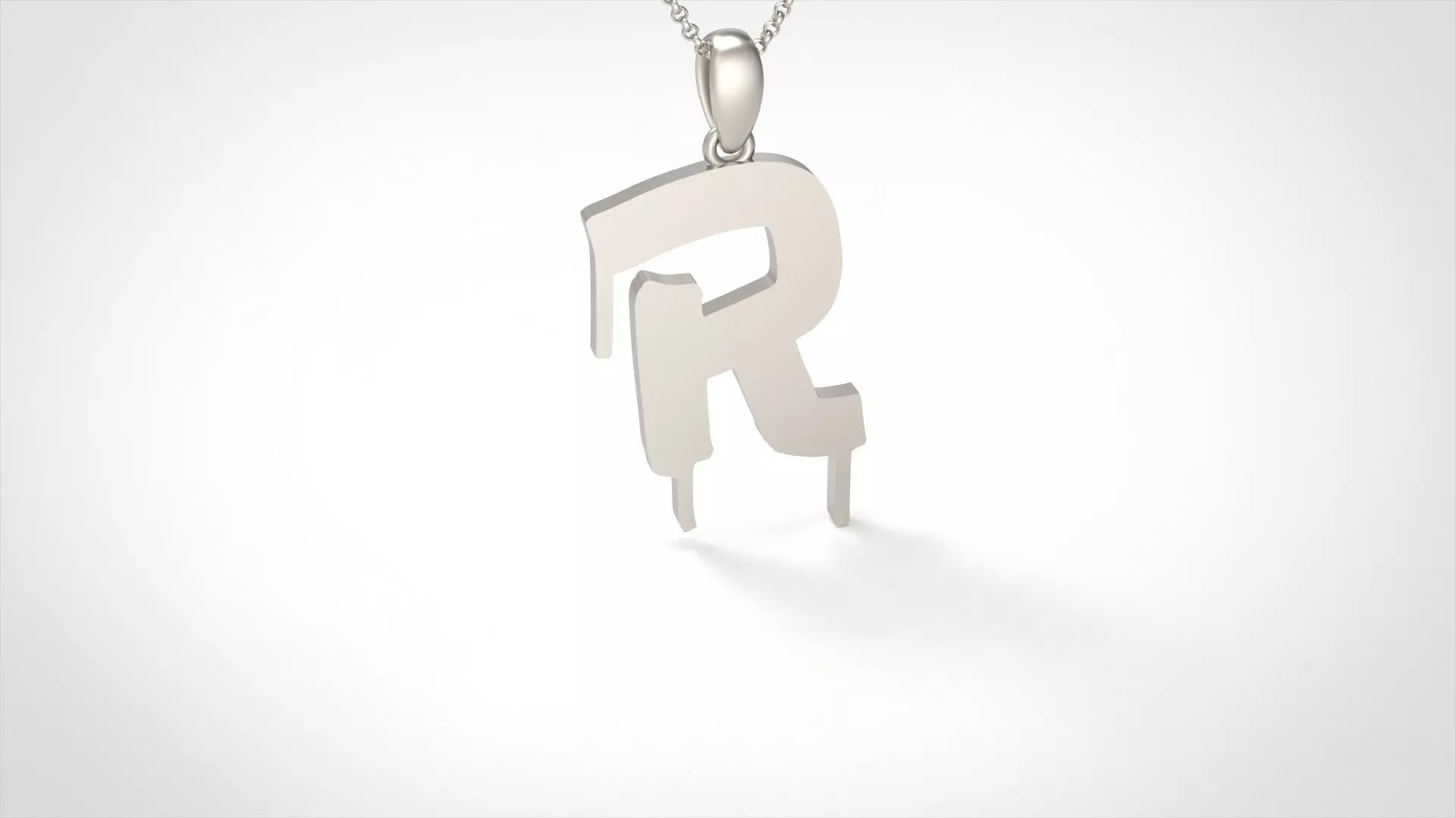 Model 1020 R Russelot Initial Letter Alphabet Pendant 3D print model_0