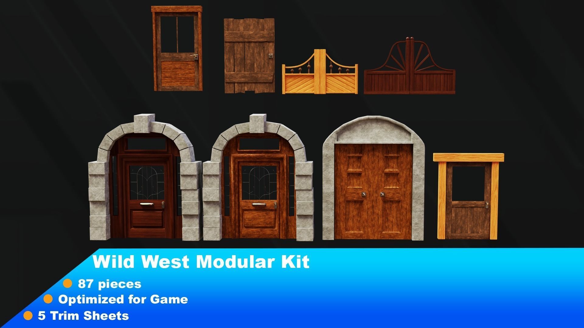 Wild west Modular Kit Low-poly 3D model_6