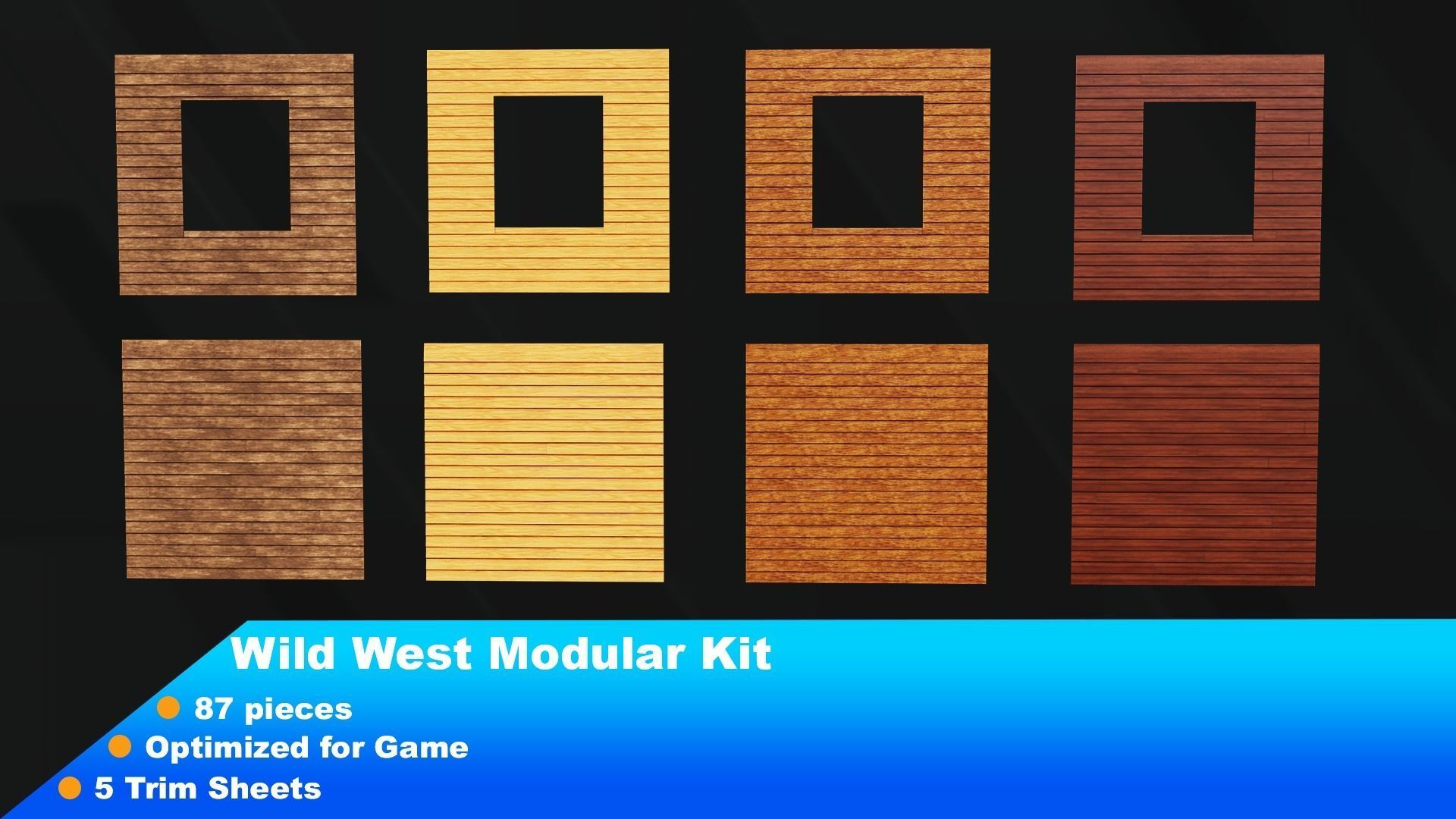 Wild west Modular Kit Low-poly 3D model_7