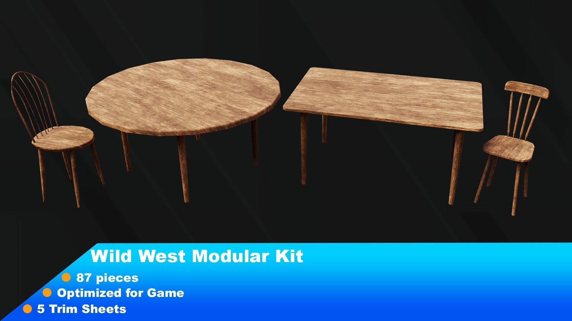 Wild west Modular Kit Low-poly 3D model_5