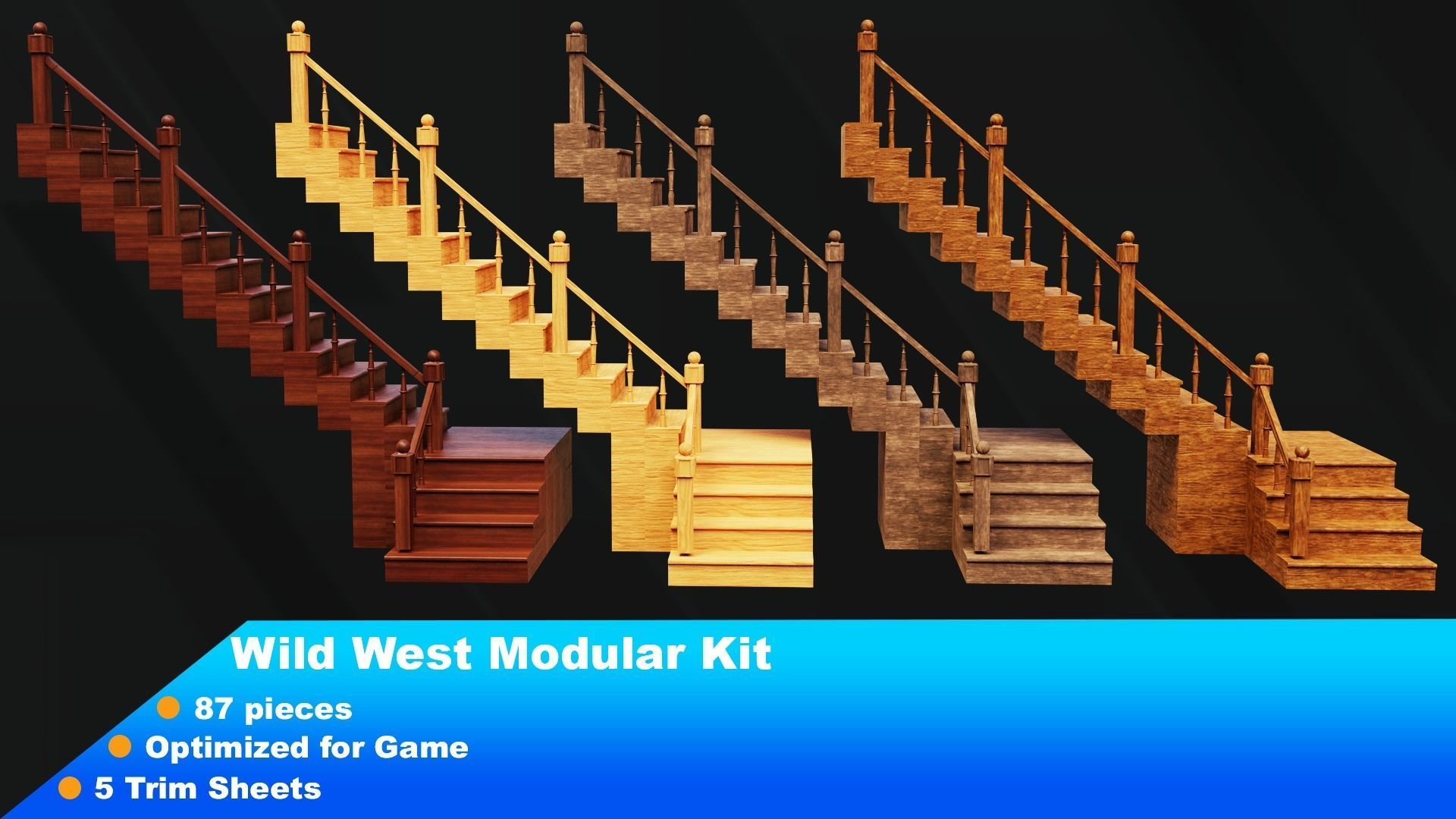 Wild west Modular Kit Low-poly 3D model_9