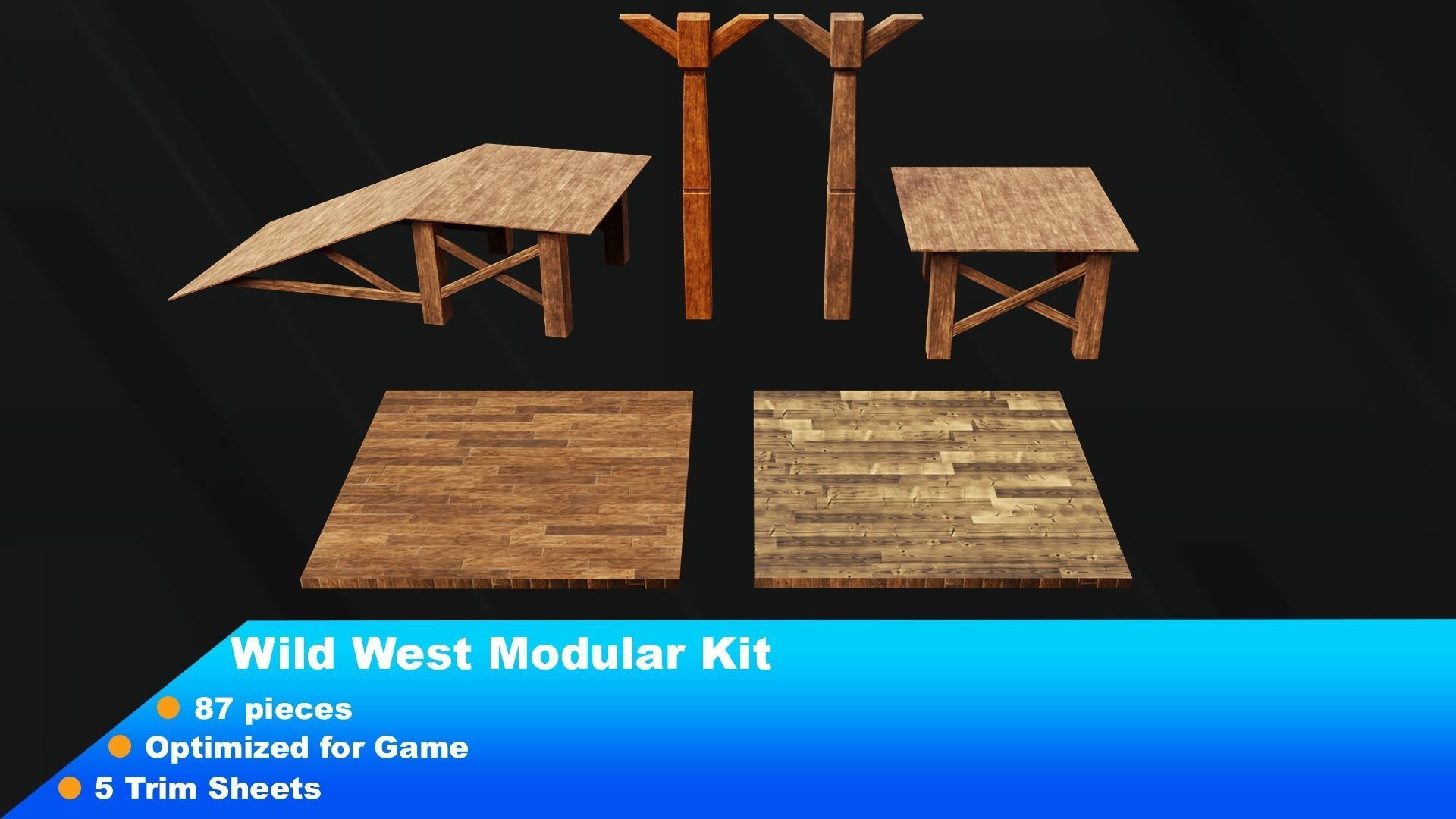 Wild west Modular Kit Low-poly 3D model_13