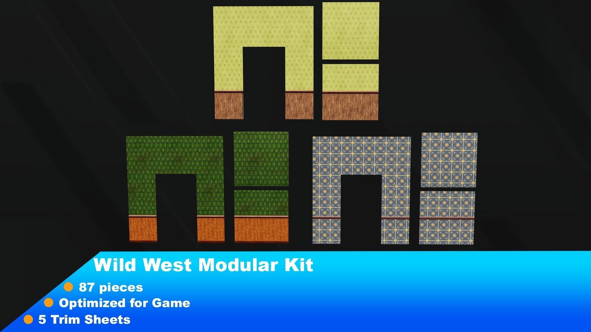 Wild west Modular Kit Low-poly 3D model_8