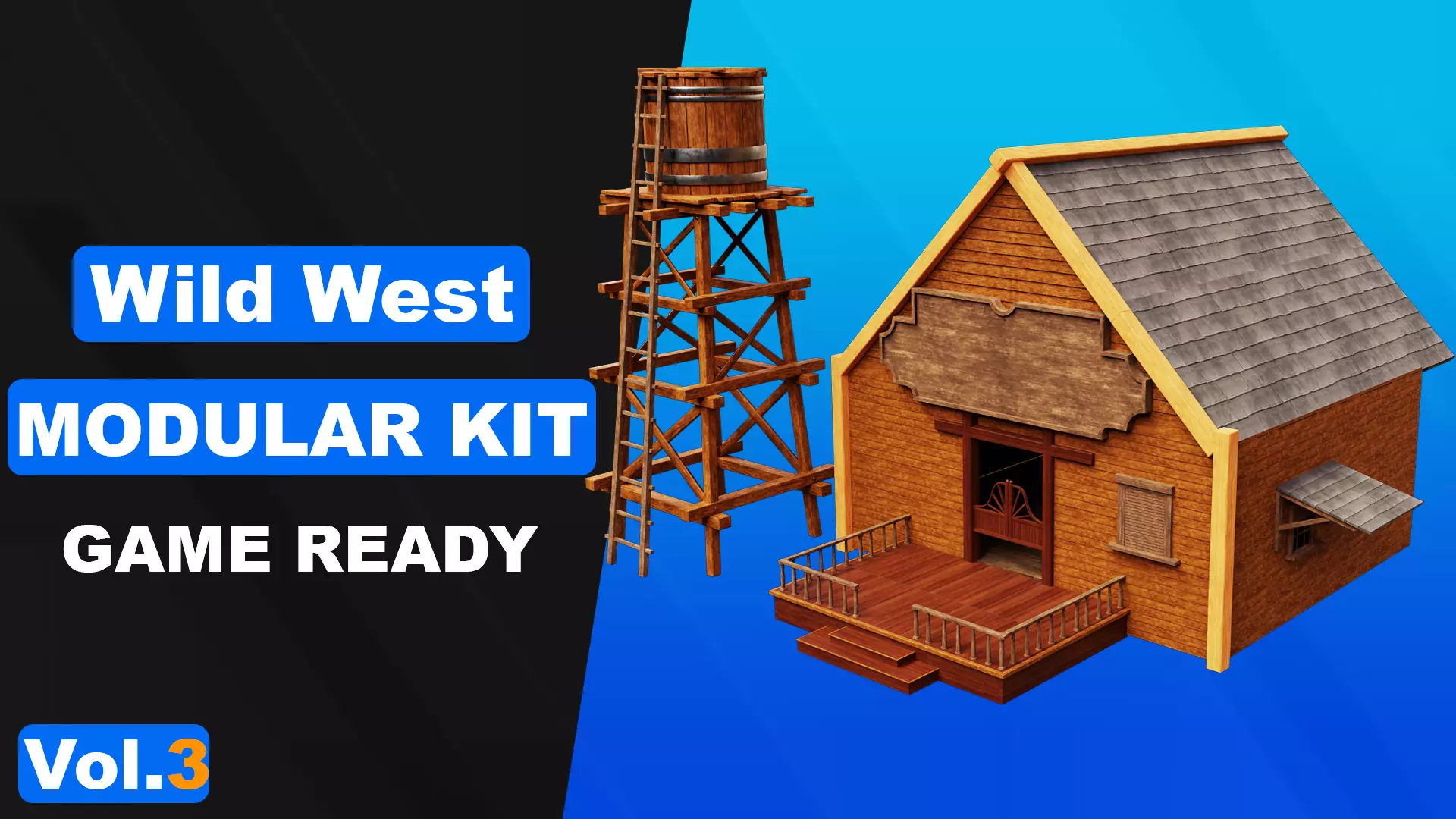 Wild west Modular Kit Low-poly 3D model_0