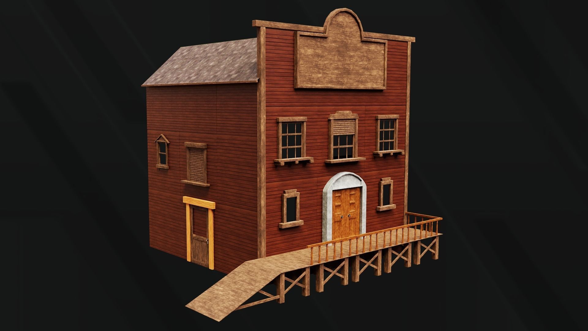 Wild west Modular Kit Low-poly 3D model_3