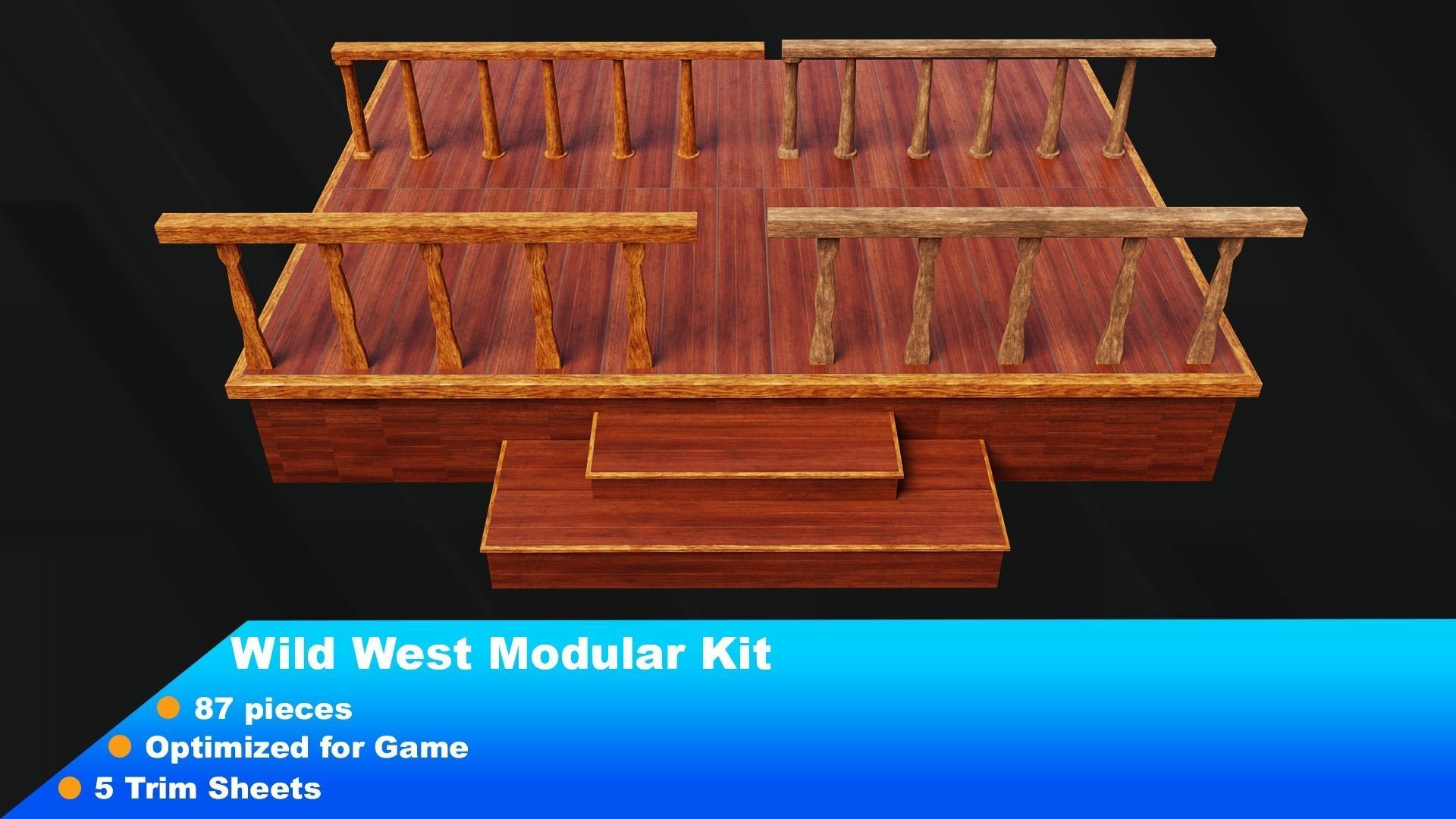 Wild west Modular Kit Low-poly 3D model_12