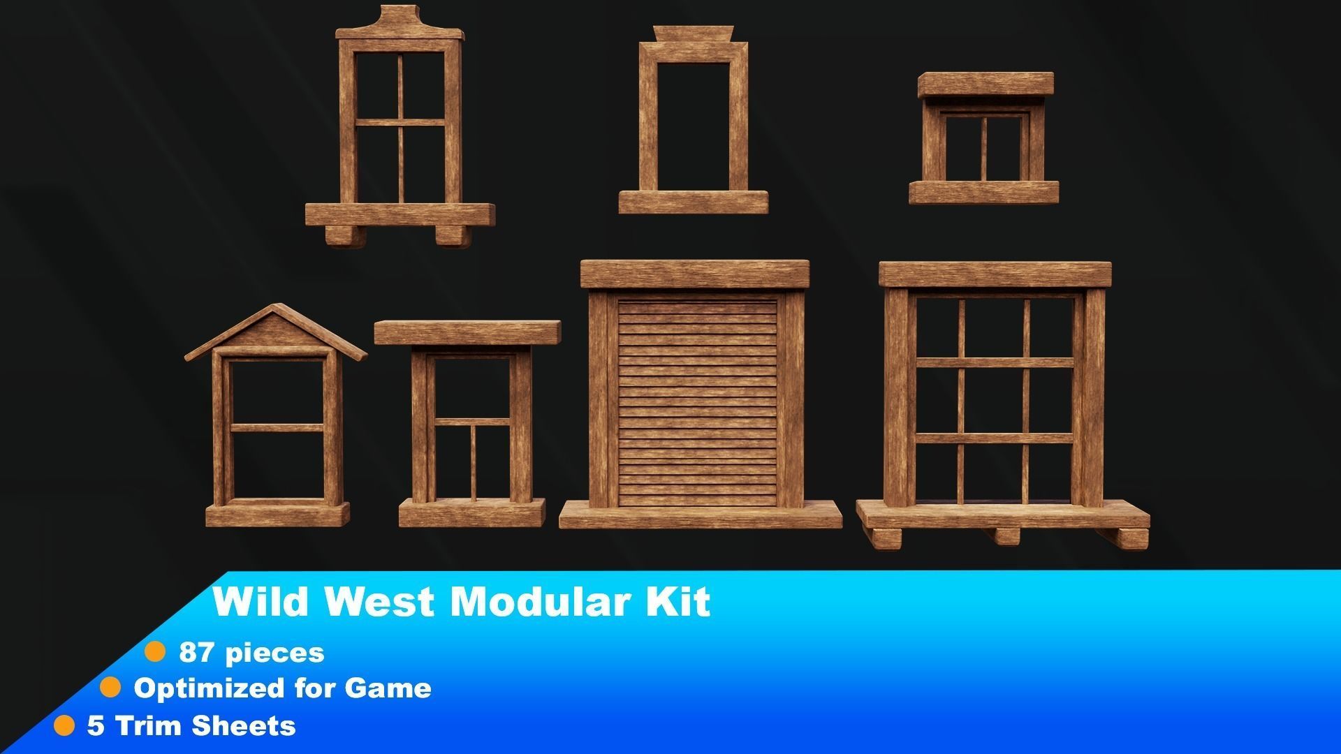Wild west Modular Kit Low-poly 3D model_10