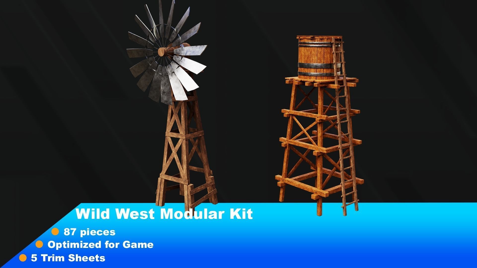 Wild west Modular Kit Low-poly 3D model_14