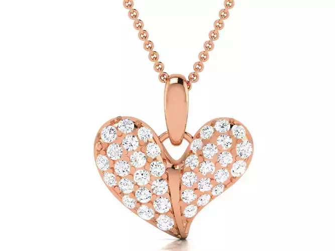 Heart Diamond Charms Pendant 3dm render Detail