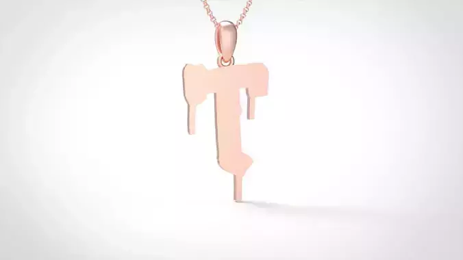 Model 1022 T Russelot Initial Letter Alphabet Pendant 3D print model