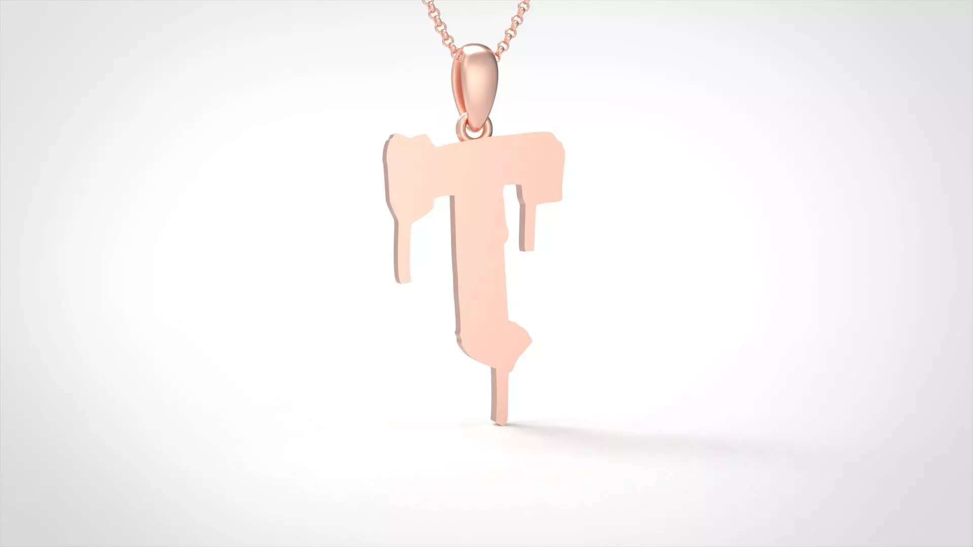Model 1022 T Russelot Initial Letter Alphabet Pendant 3D print model_0