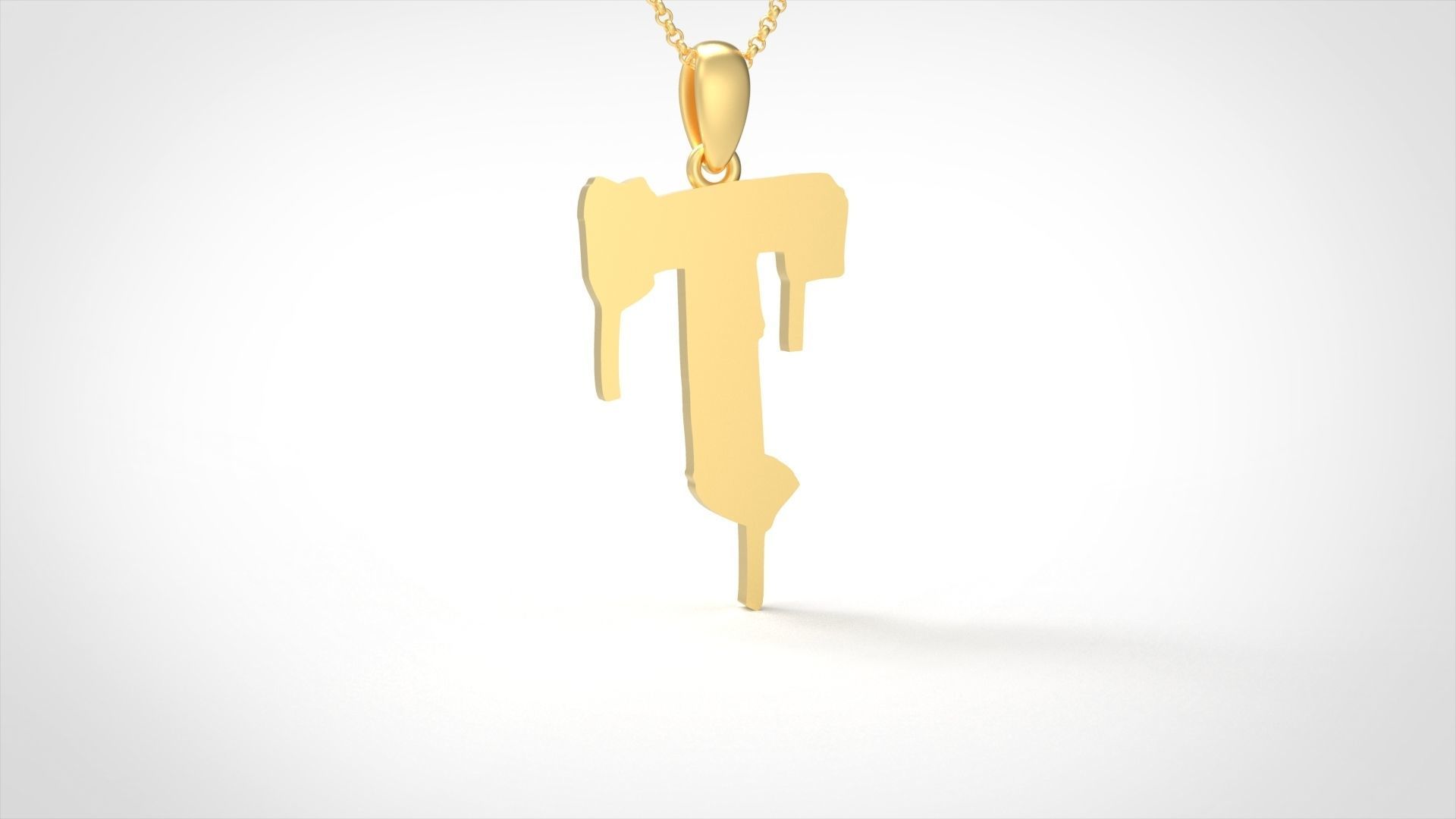 Model 1022 T Russelot Initial Letter Alphabet Pendant 3D print model_4