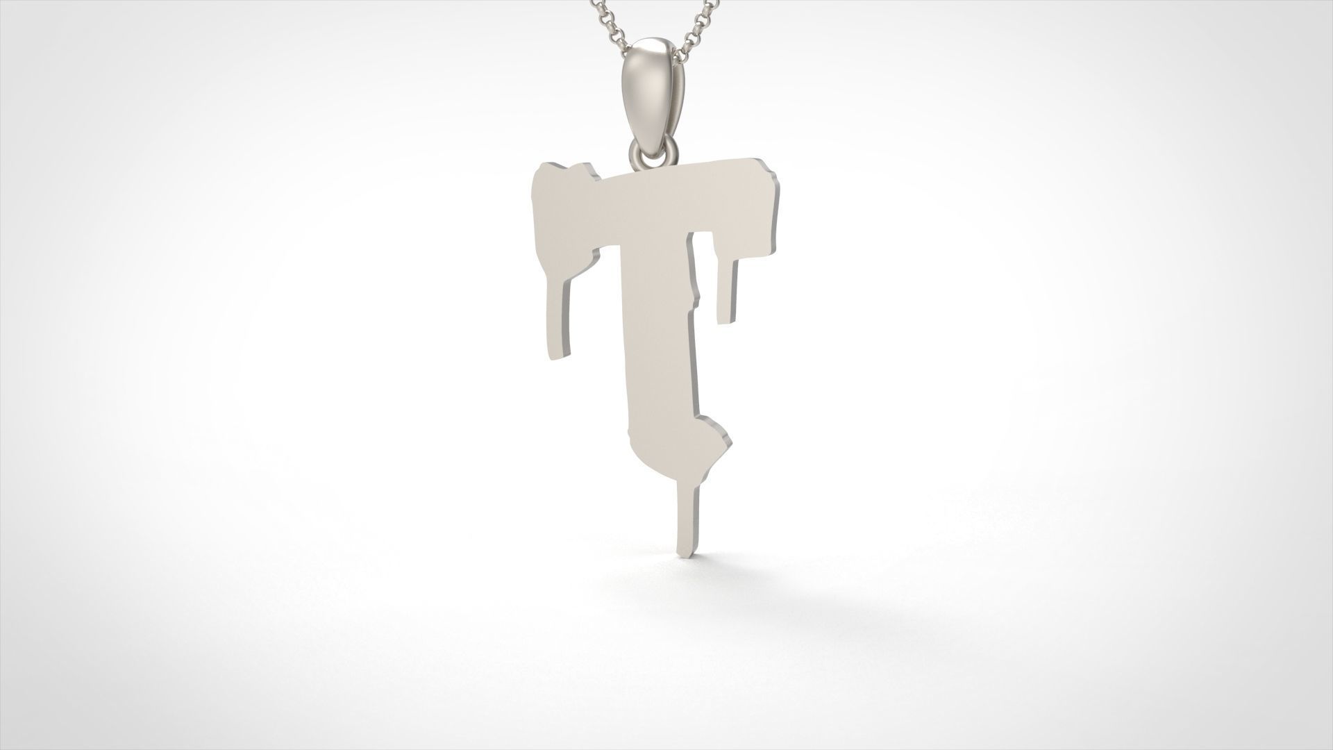 Model 1022 T Russelot Initial Letter Alphabet Pendant 3D print model_3