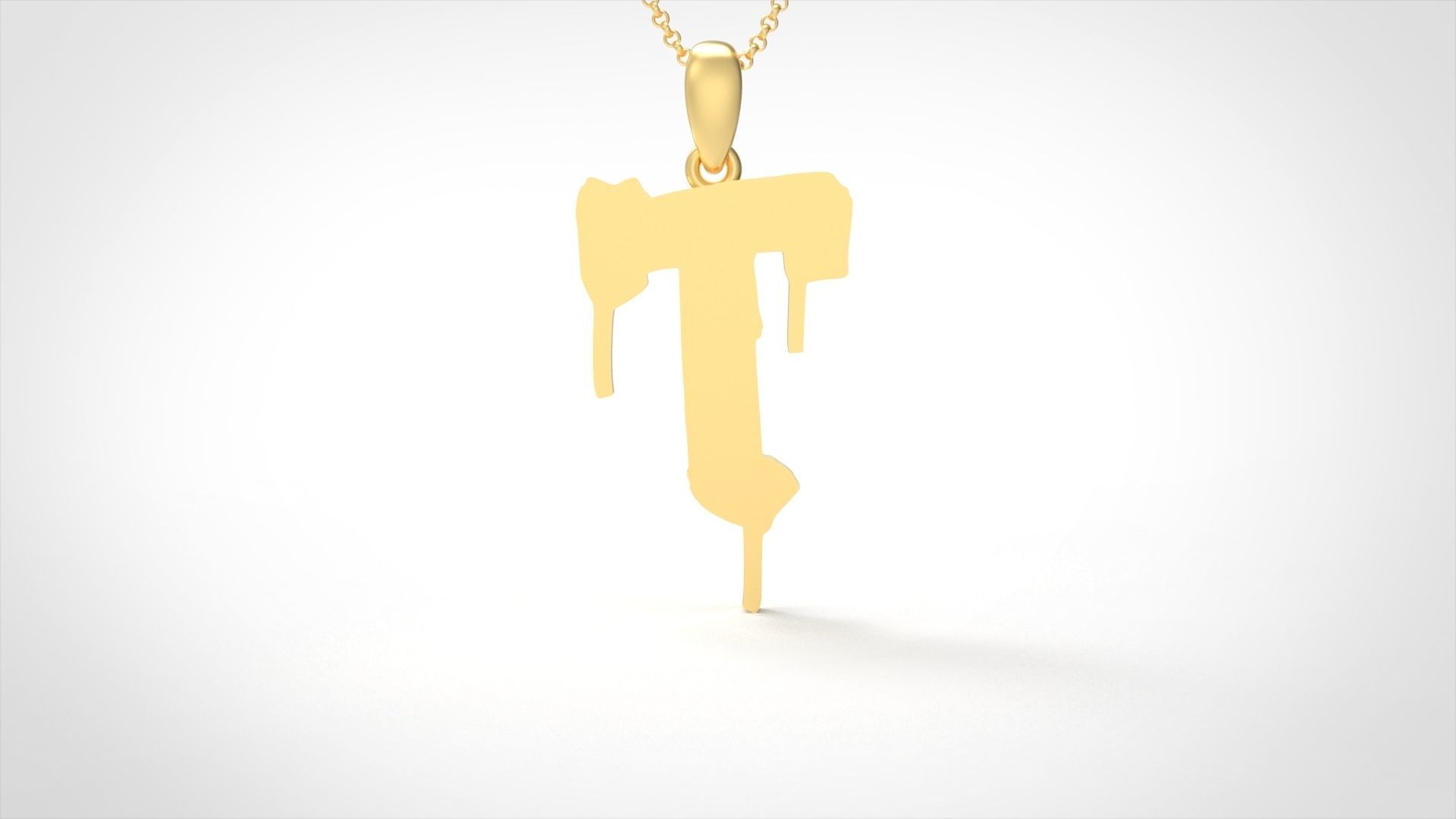 Model 1022 T Russelot Initial Letter Alphabet Pendant 3D print model_2