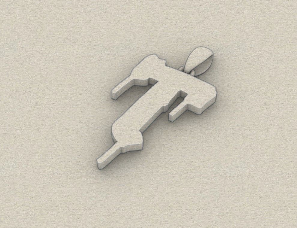 Model 1022 T Russelot Initial Letter Alphabet Pendant 3D print model_8