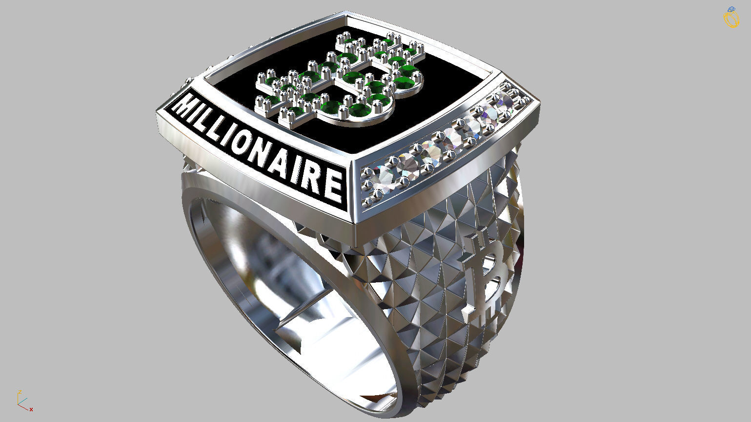 Millionaire Bitcoin Ring 3D print model_4