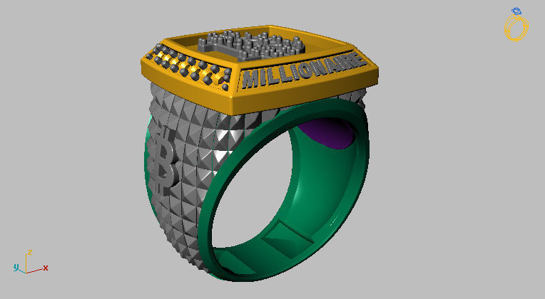 Millionaire Bitcoin Ring 3D print model_13