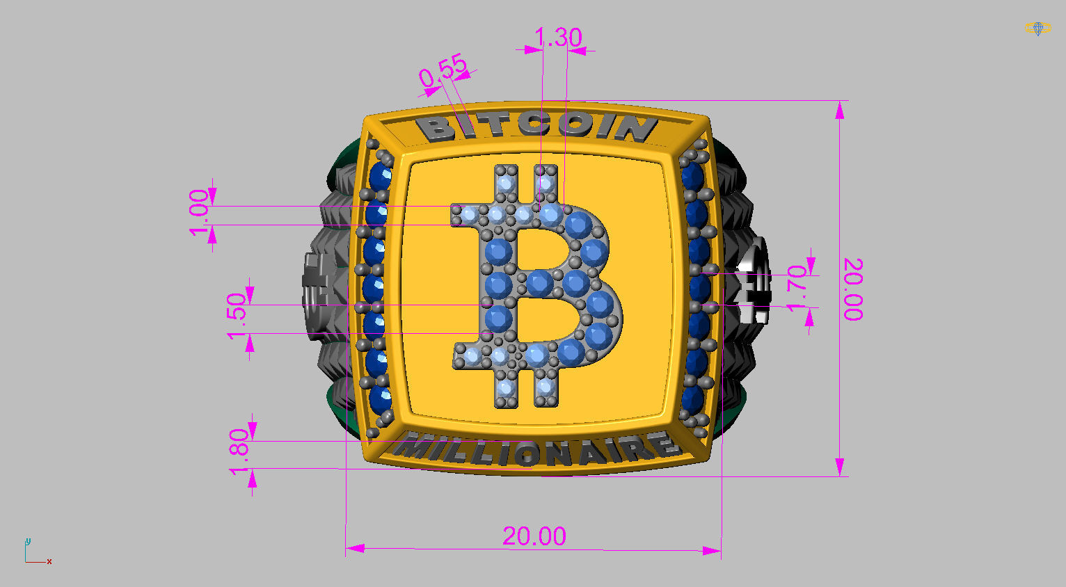 Millionaire Bitcoin Ring 3D print model_18