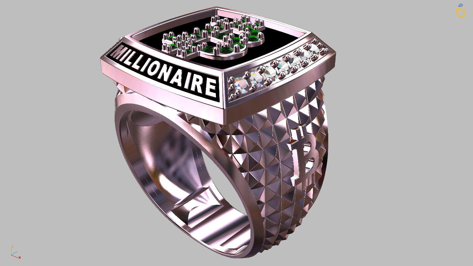 Millionaire Bitcoin Ring 3D print model_8