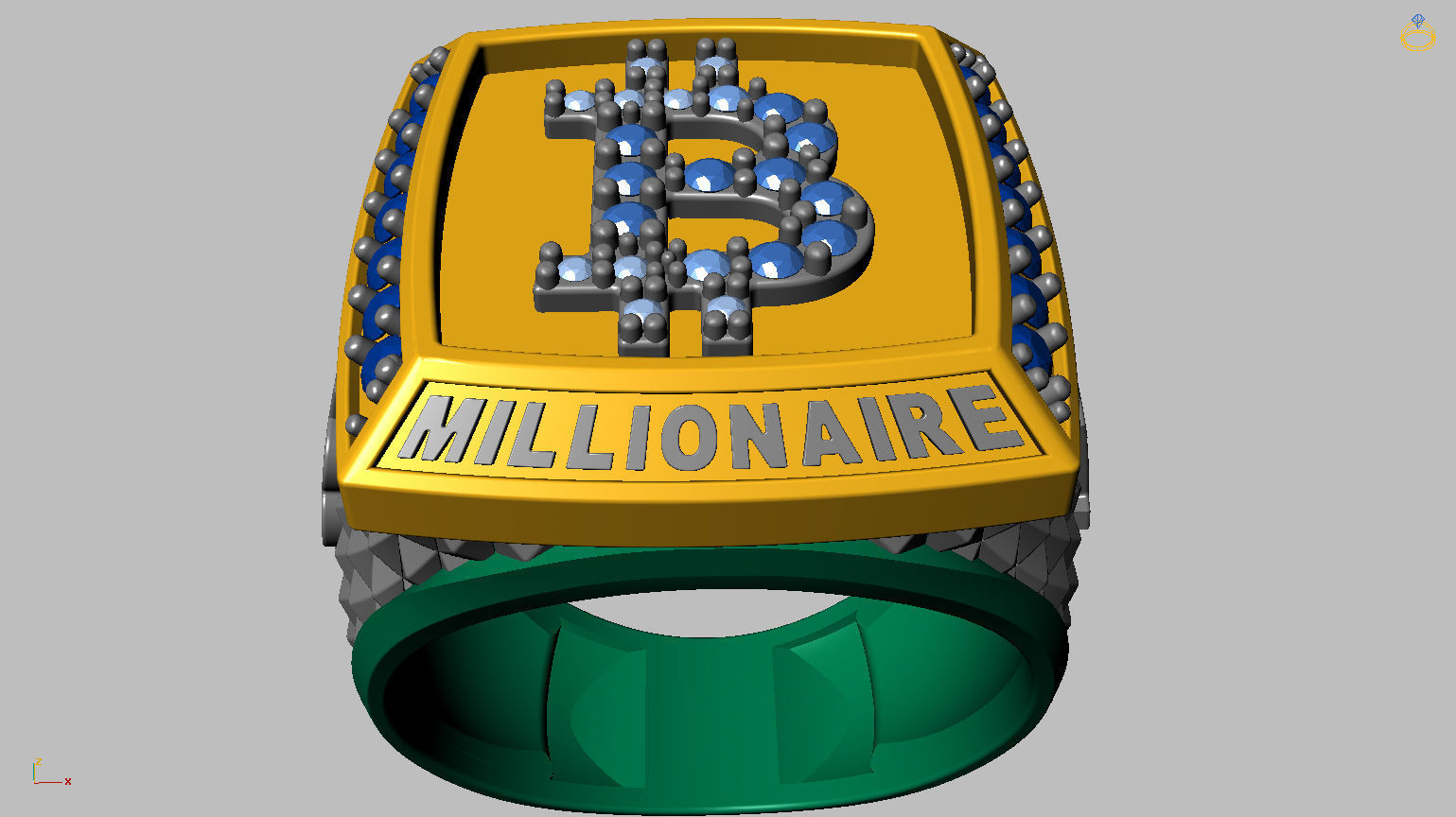 Millionaire Bitcoin Ring 3D print model_15