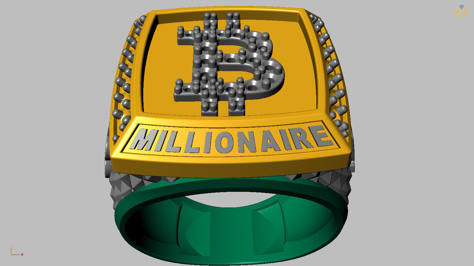Millionaire Bitcoin Ring 3D print model_14