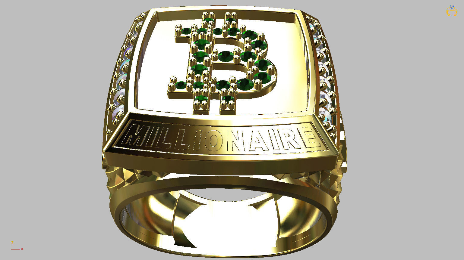 Millionaire Bitcoin Ring 3D print model_12