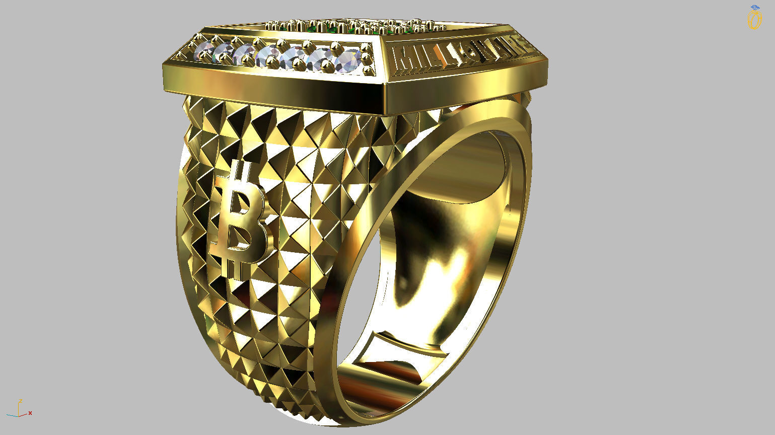 Millionaire Bitcoin Ring 3D print model_10