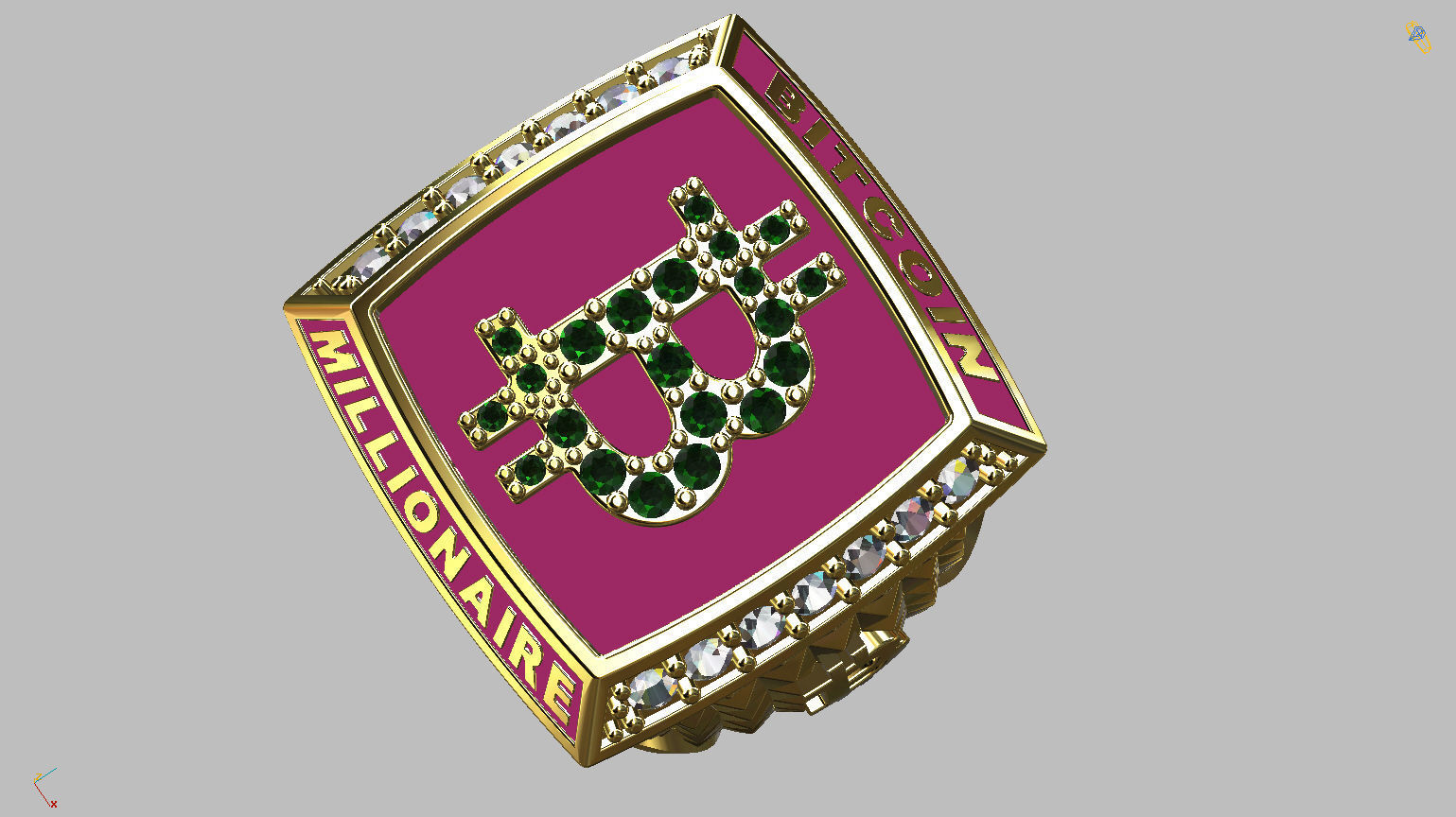 Millionaire Bitcoin Ring 3D print model_7