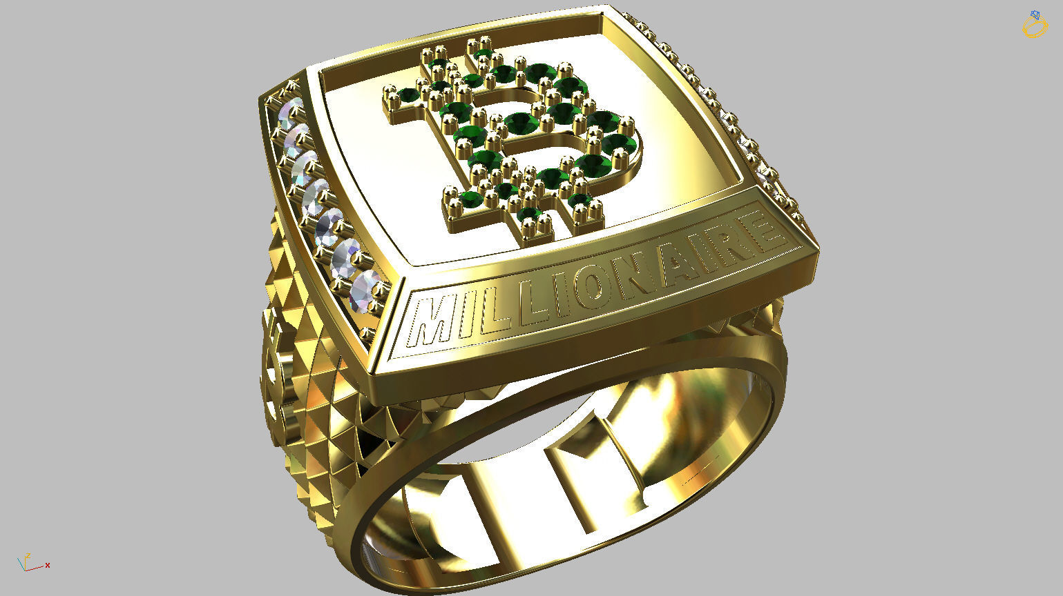 Millionaire Bitcoin Ring 3D print model_9