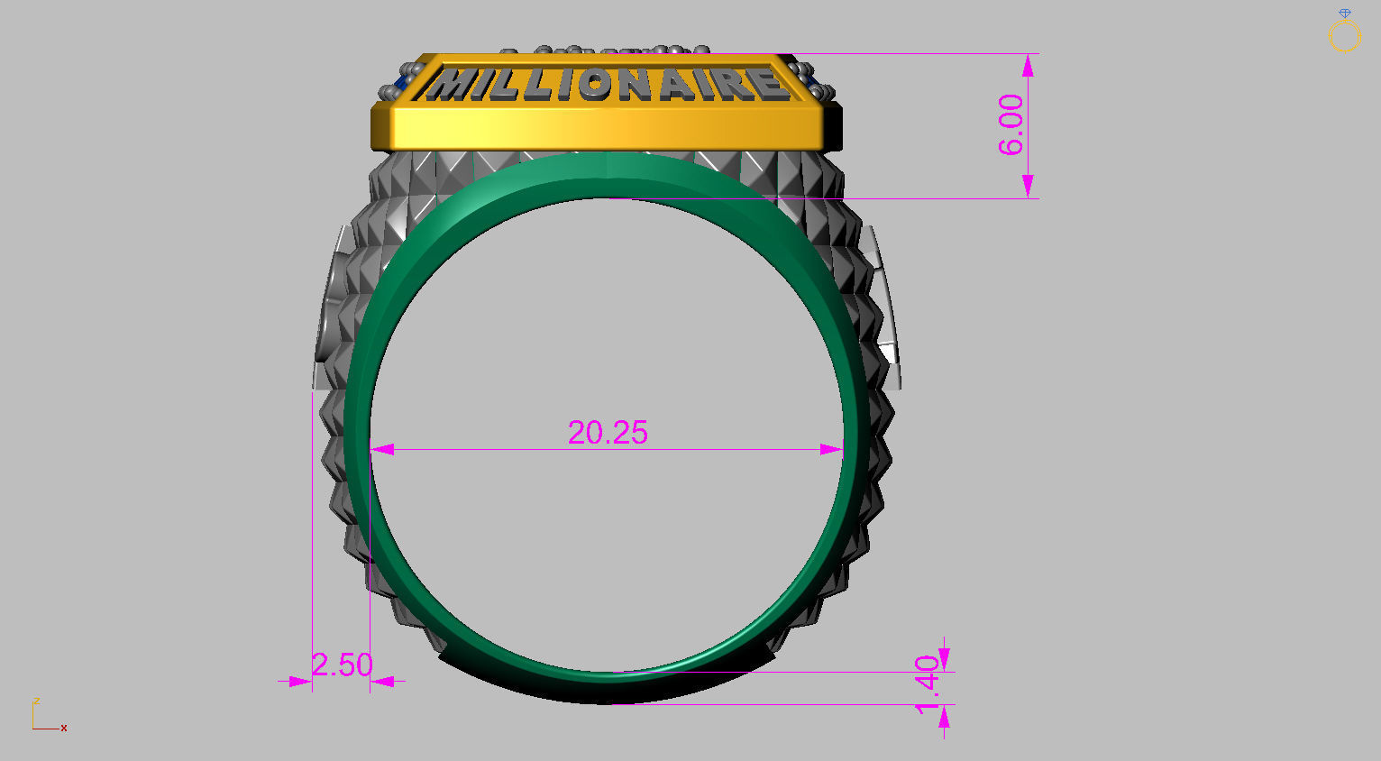 Millionaire Bitcoin Ring 3D print model_17
