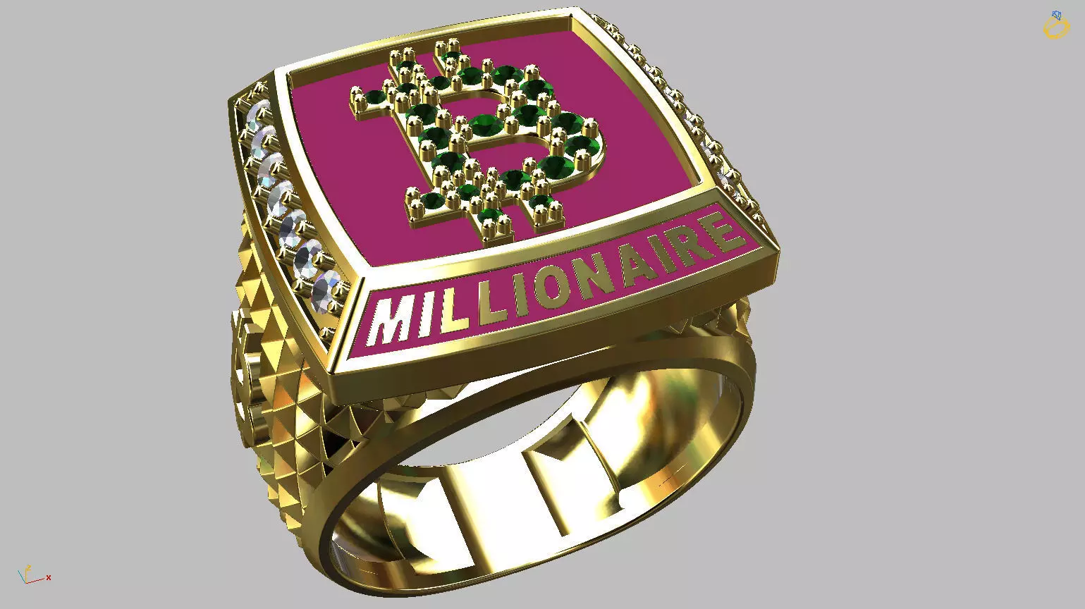 Millionaire Bitcoin Ring 3D print model_0