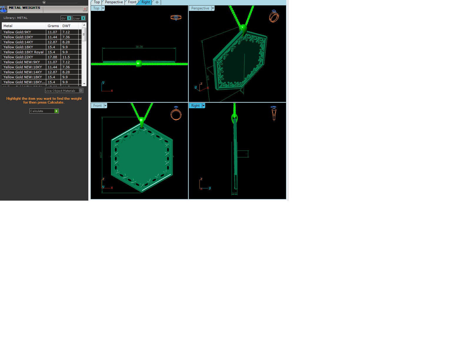 Plain Gold Charms Pendant 3dm render Detail 3D print model_2