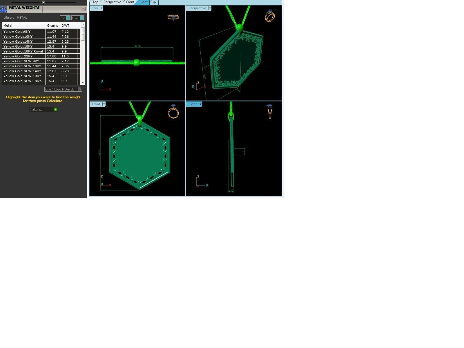 Plain Gold Charms Pendant 3dm render Detail 3D print model_1