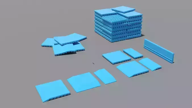 Rubber fall protection mat for playgrounds Low-poly 3D model