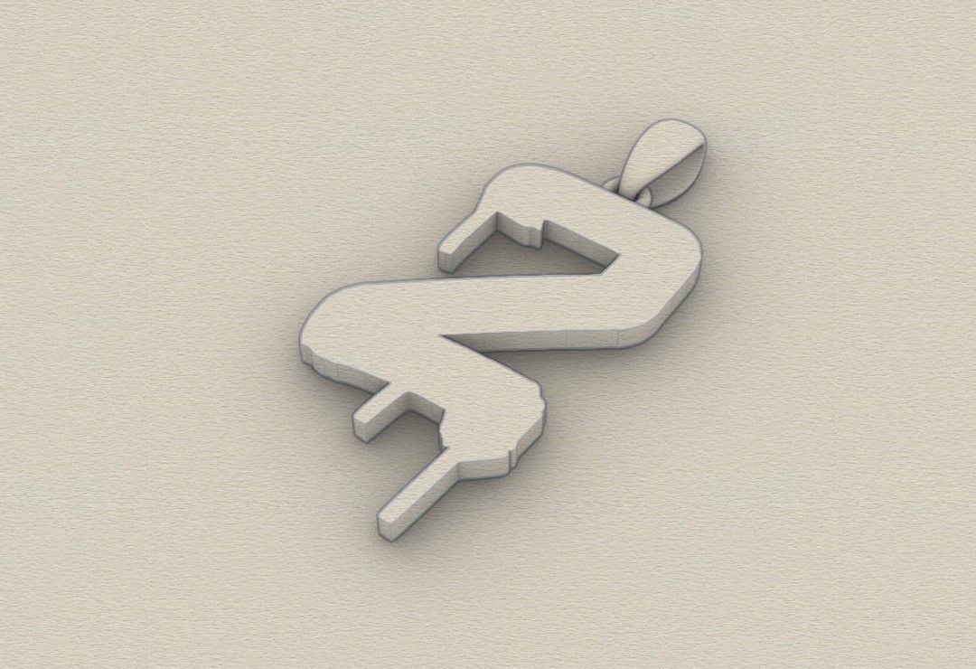 Model 1026 Z Russelot Initial Letter Alphabet Pendant 3D print model_8