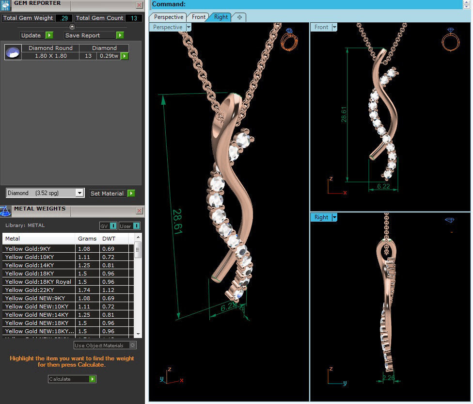 Diamond Charms Pendant 3dm render Detail 3D print model_2