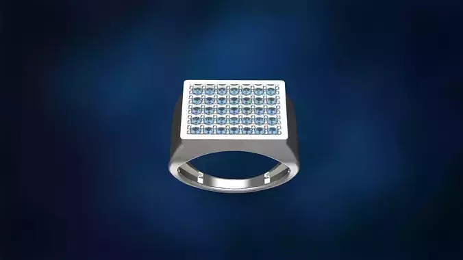 Square Signet Diamond Ring 3d Model Special
